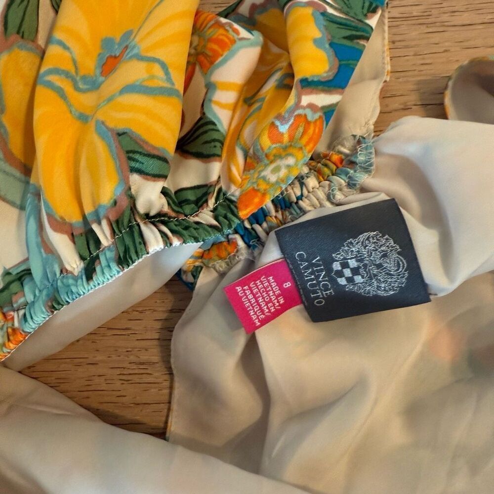$168 Vince Camuto V-Neck Short Sleeve Floral Maxi Dress size 8 m9 - Picture 4 of 5